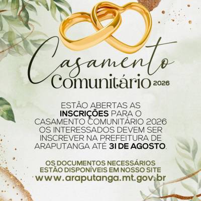 CASAMENTO COMUNITÁRIO 2026 - Notícias - Mato Grosso digital