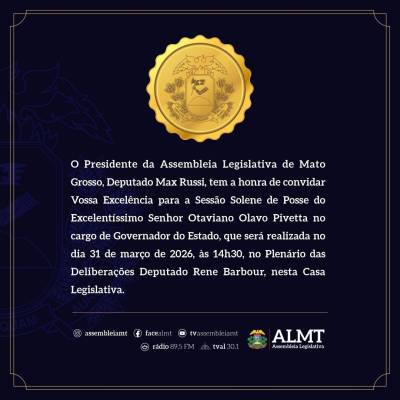 Convite Oficial – Sessão Solene - Notícias - Mato Grosso digital