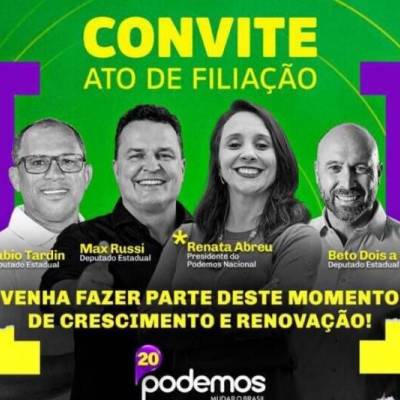Filiação do Podemos deve reunir mais de 1,5 mil pessoas no sábado - Notícias - Mato Grosso digital