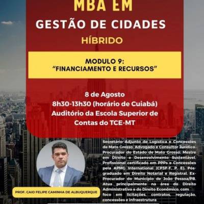 TCE-MT realiza 9º módulo do MBA em Gestão de Cidades nesta sexta-feira - Notícias - Mato Grosso digital